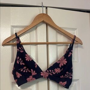 Floral Print Women's Bralette - Navy and Pink
